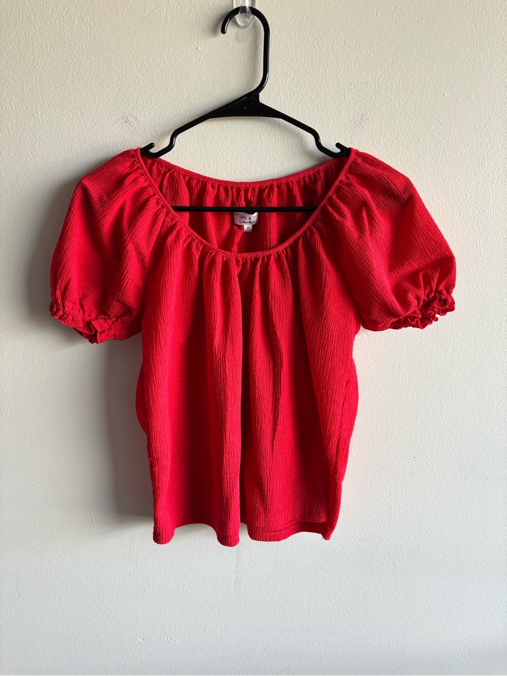 Texture and Thread Madewell Red Puff Sleeve Blouse XS